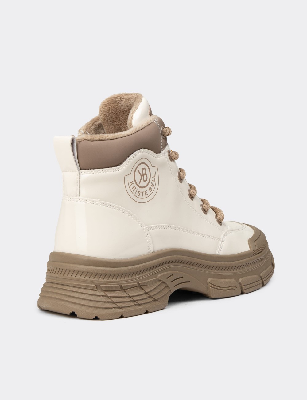 Women's Beige Glossy Boots - K2014ZBEJC01