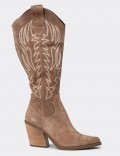 Women's Sandstone Suede Western Leather Boots
