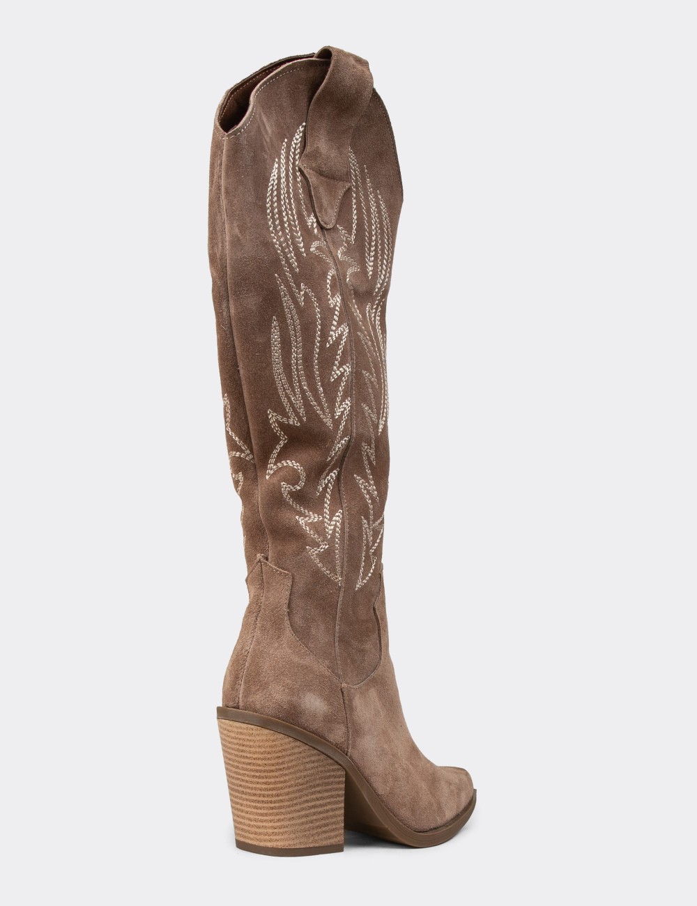 Women's Sandstone Suede Western Leather Boots - Z1614ZVZNC01