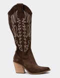 Women's Brown Suede Leather Western Boots
