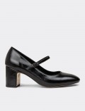 Women's Retro Black Glossy Mary Jane Shoes