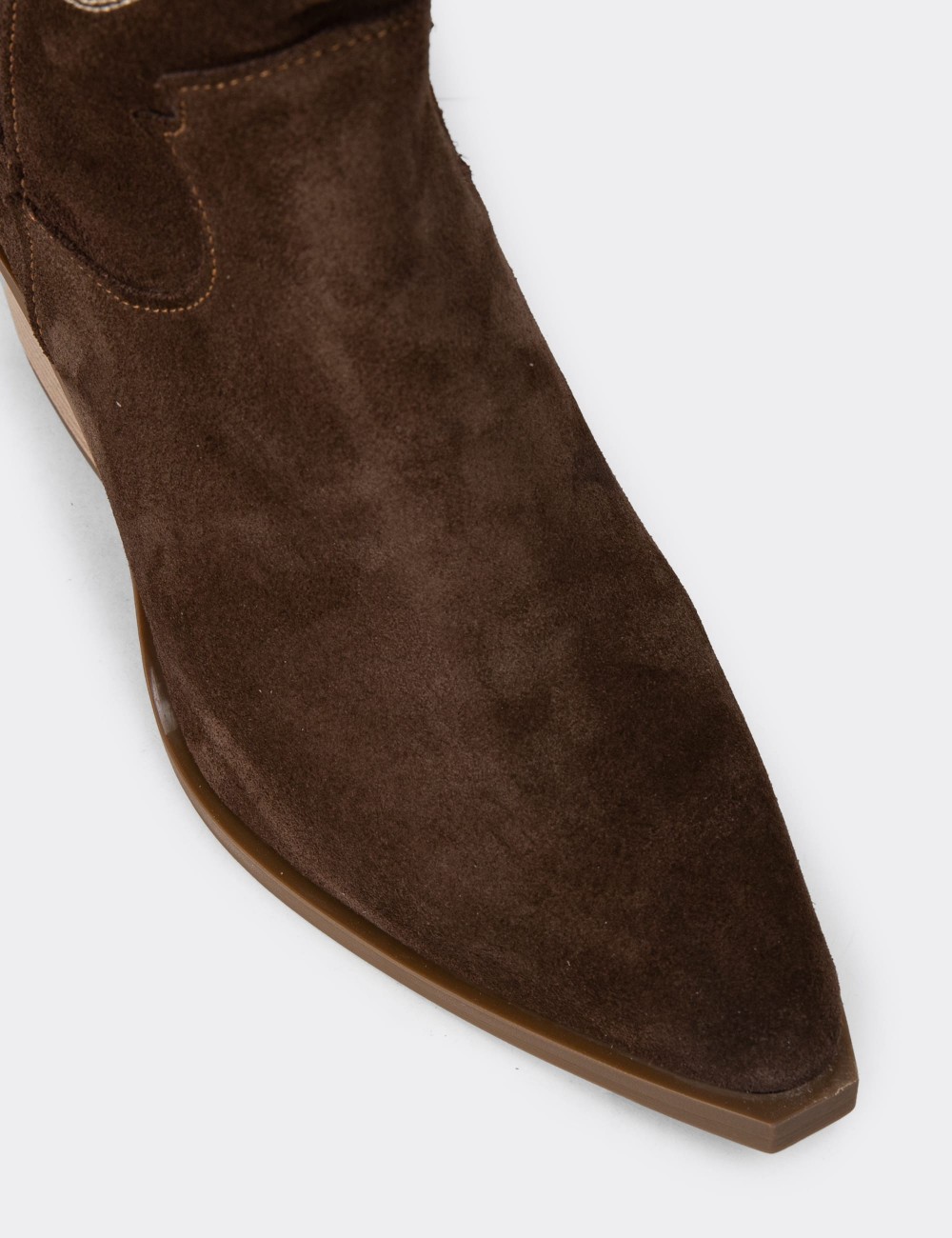 Women's Brown Suede Leather Western Boots - Z1614ZKHVC01