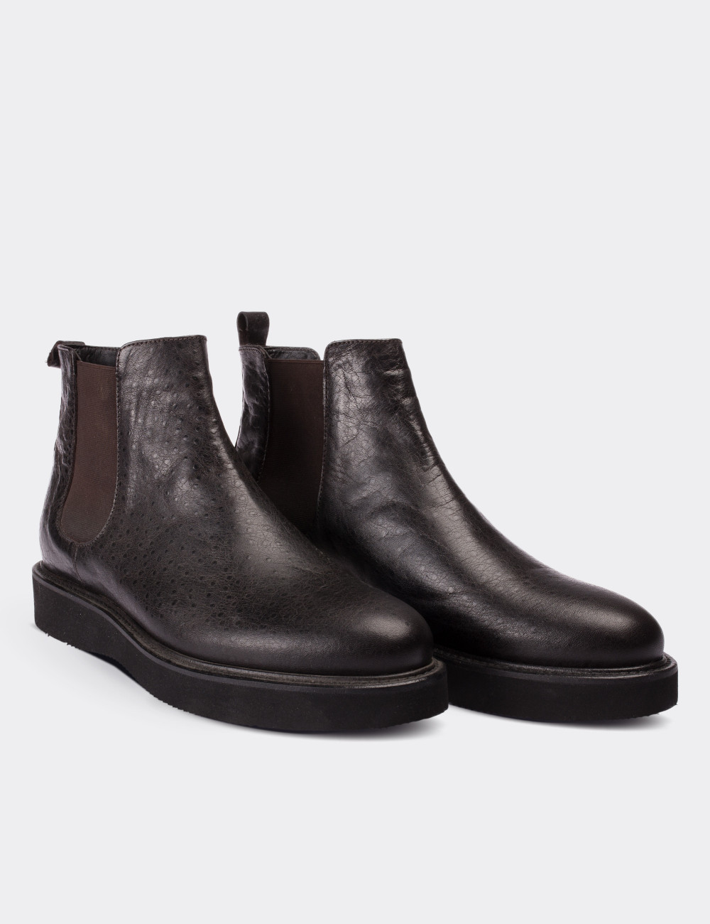 Brown  Leather Chelsea Boots - 01573ZKHVE06