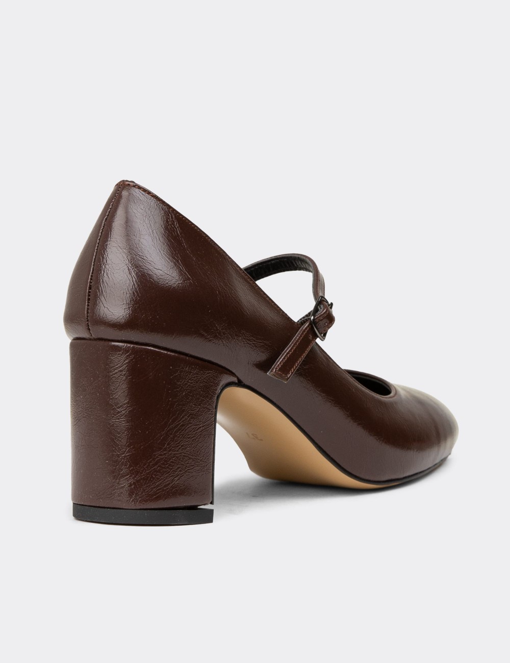 Women's Retro Brown Glossy Mary Jane Shoes - K7100ZKHVM01