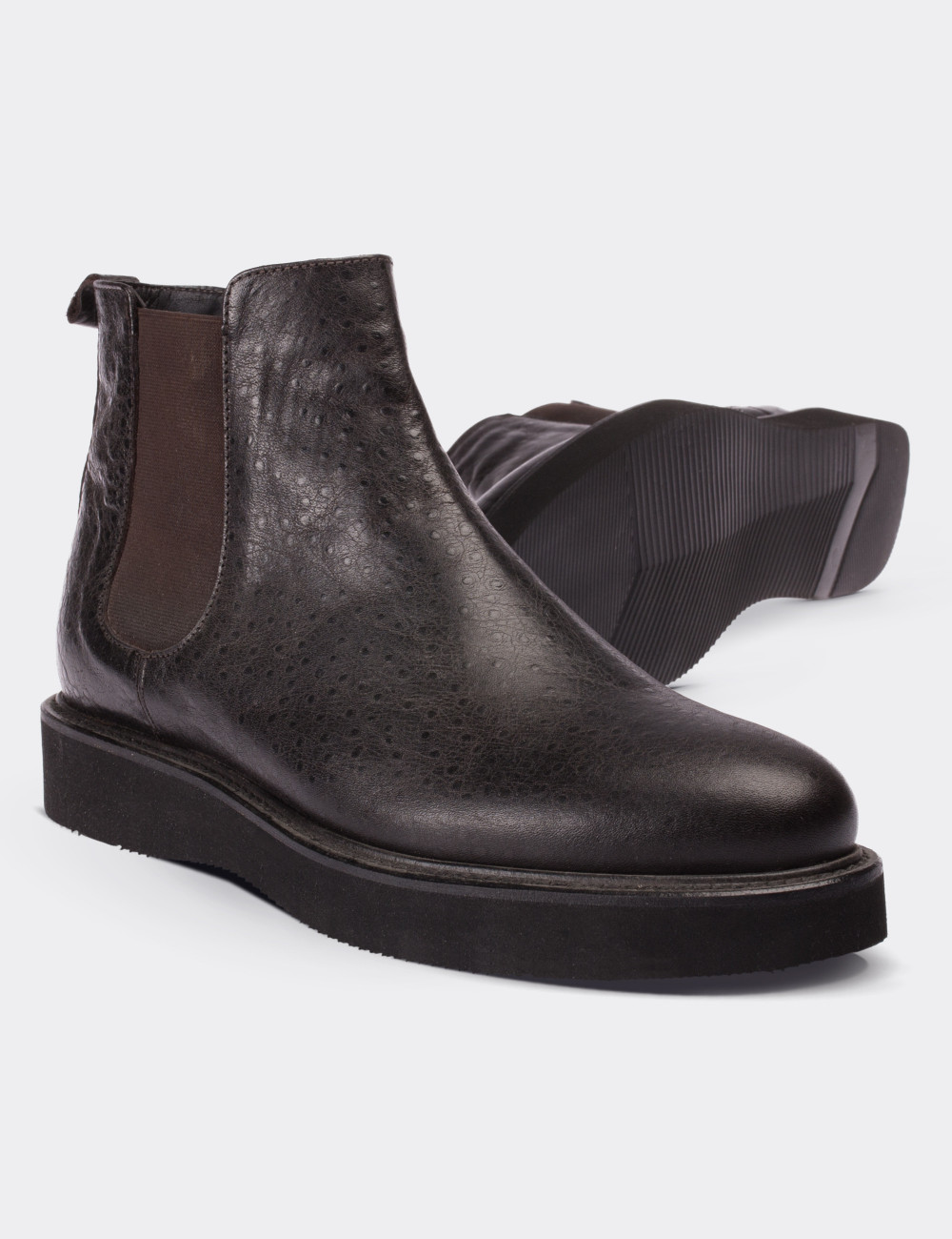 Brown  Leather Chelsea Boots - 01573ZKHVE06