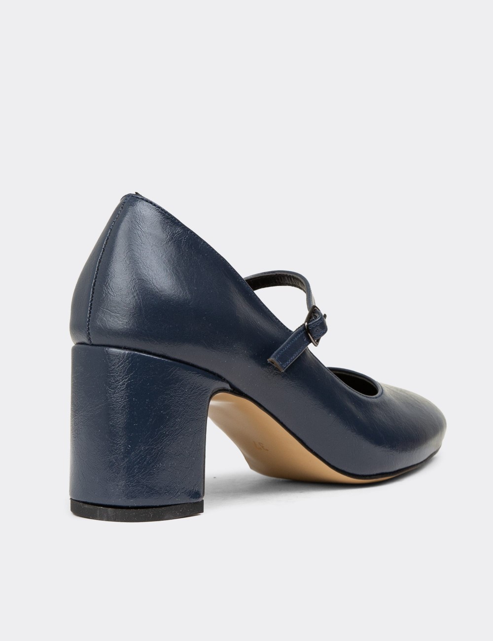 Women's Retro Navy Glossy Mary Jane Shoes - K7100ZLCVM01