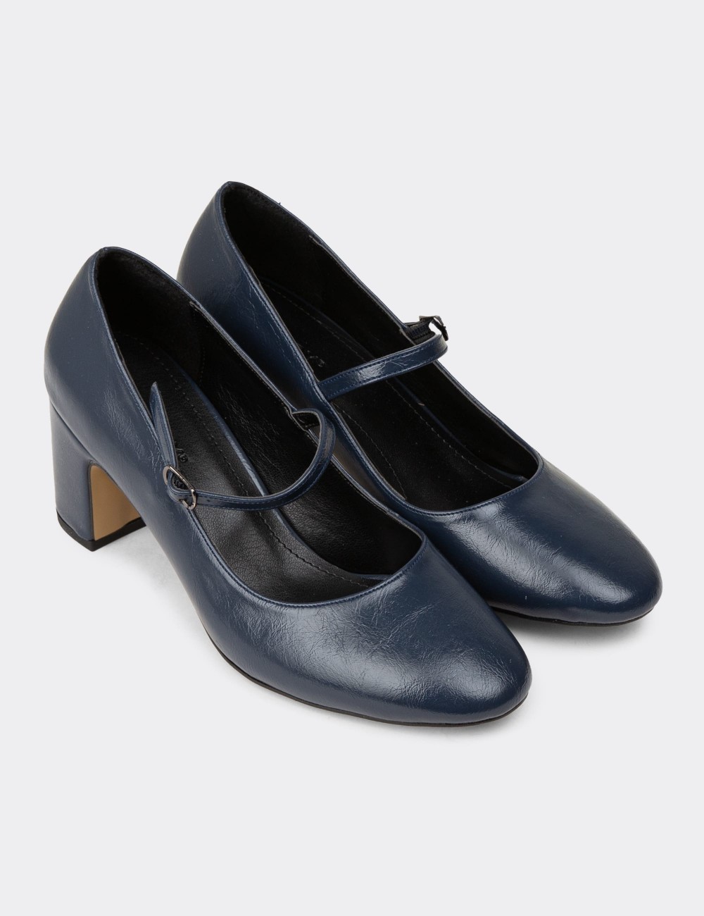 Women's Retro Navy Glossy Mary Jane Shoes - K7100ZLCVM01