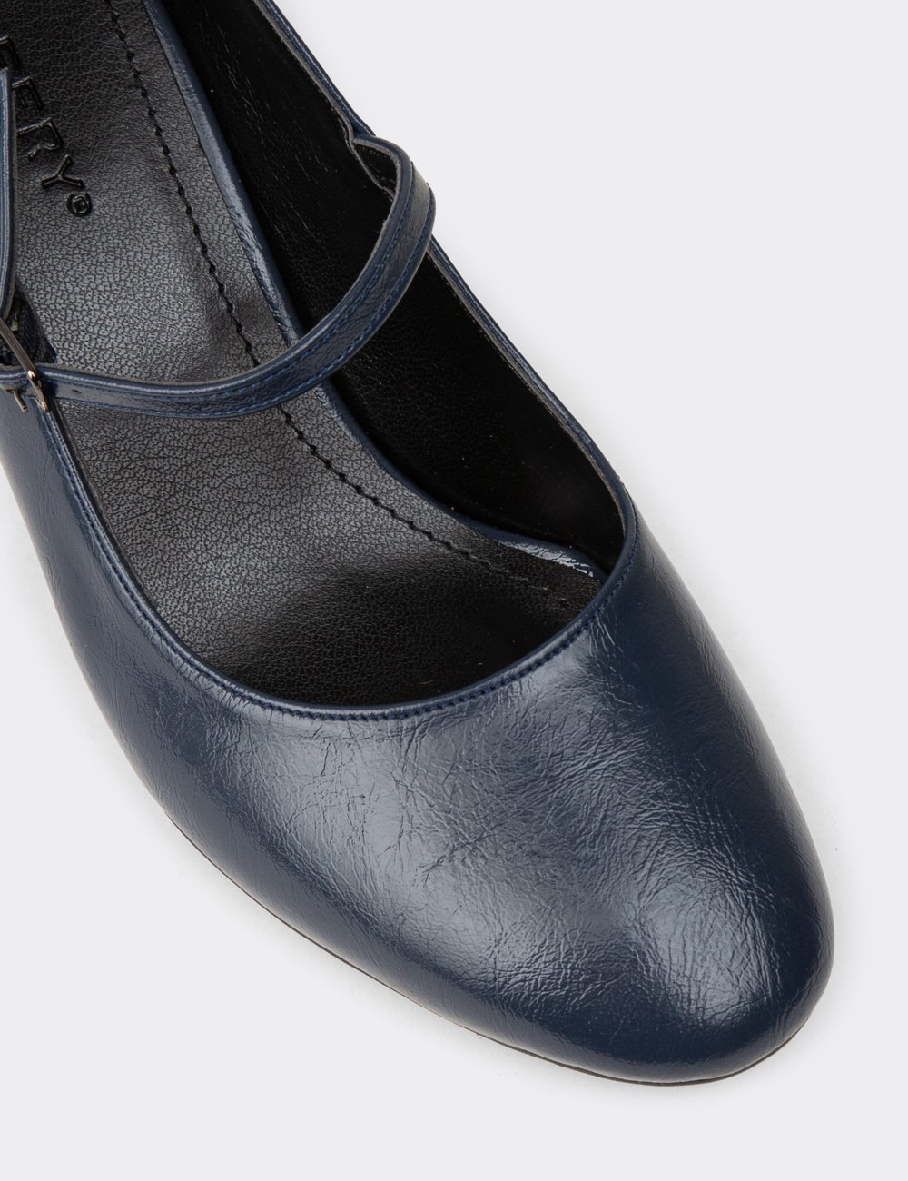 Women's Retro Navy Glossy Mary Jane Shoes - K7100ZLCVM01