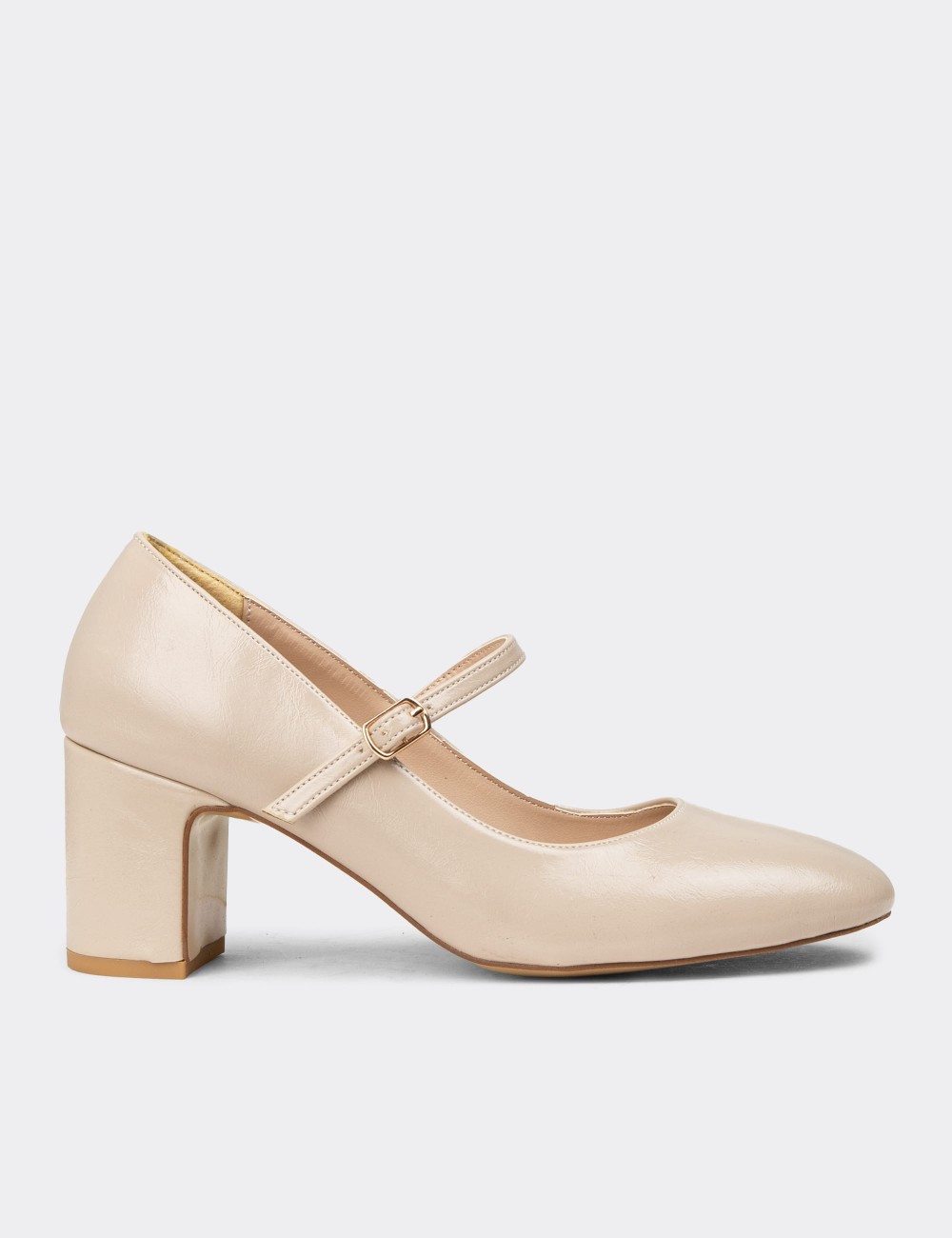 Women's Retro Sandstone Patent Mary Jane Shoes - K7100ZVZNM01