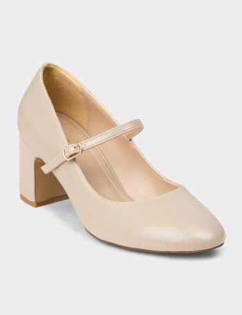 Women's Retro Sandstone Patent Mary Jane Shoes