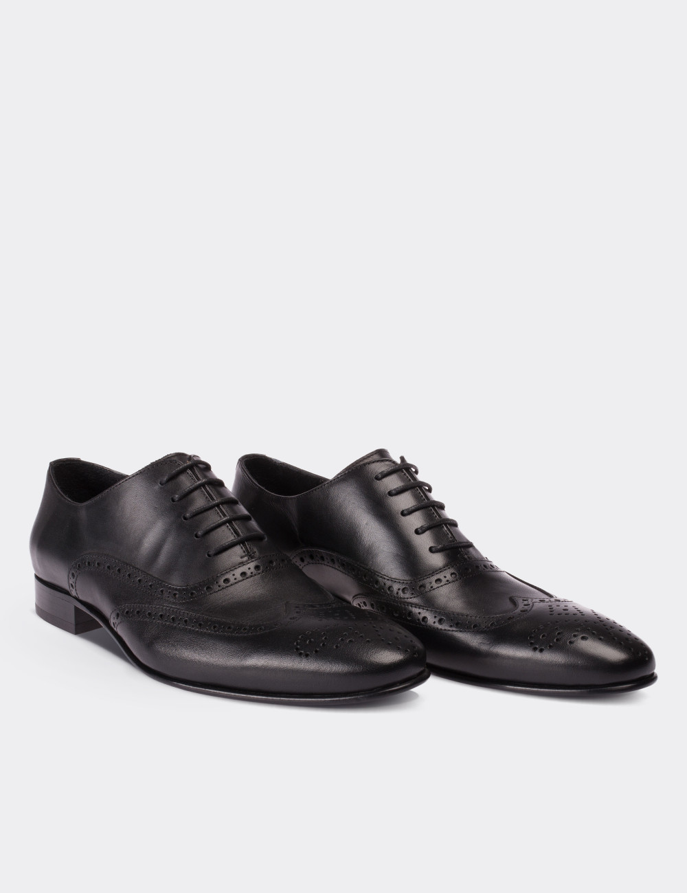 Black  Leather Classic Shoes - 01785MSYHK01