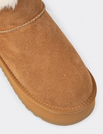 Women's Tan Suede Leather Ankle Boots