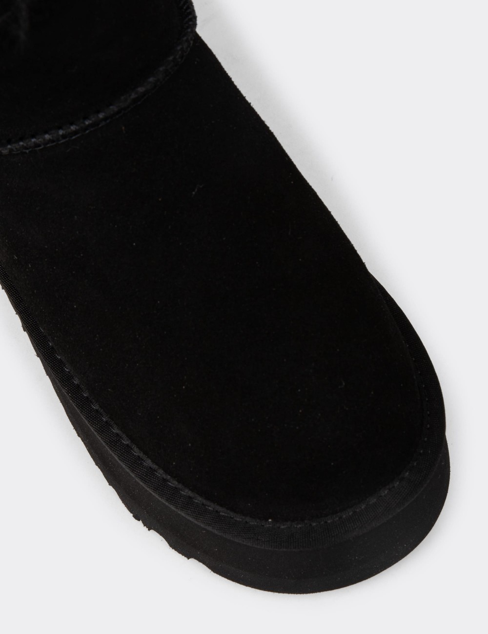 Women's Black Suede Leather Ankle Boots - E8081ZSYHC01
