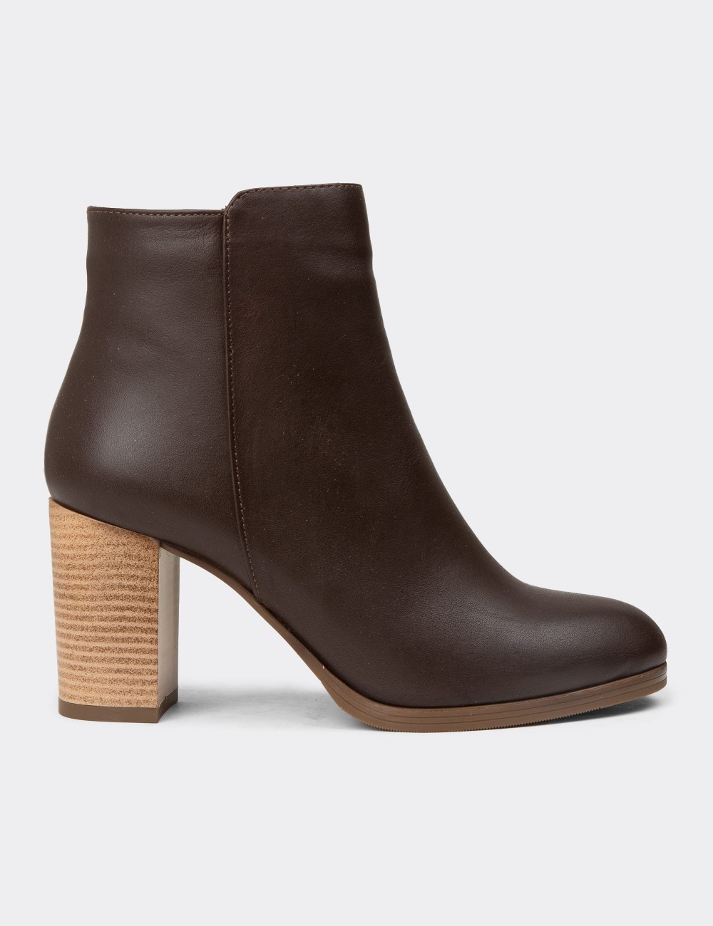 Women's Brown Leather Boots - A2104ZKHVC01