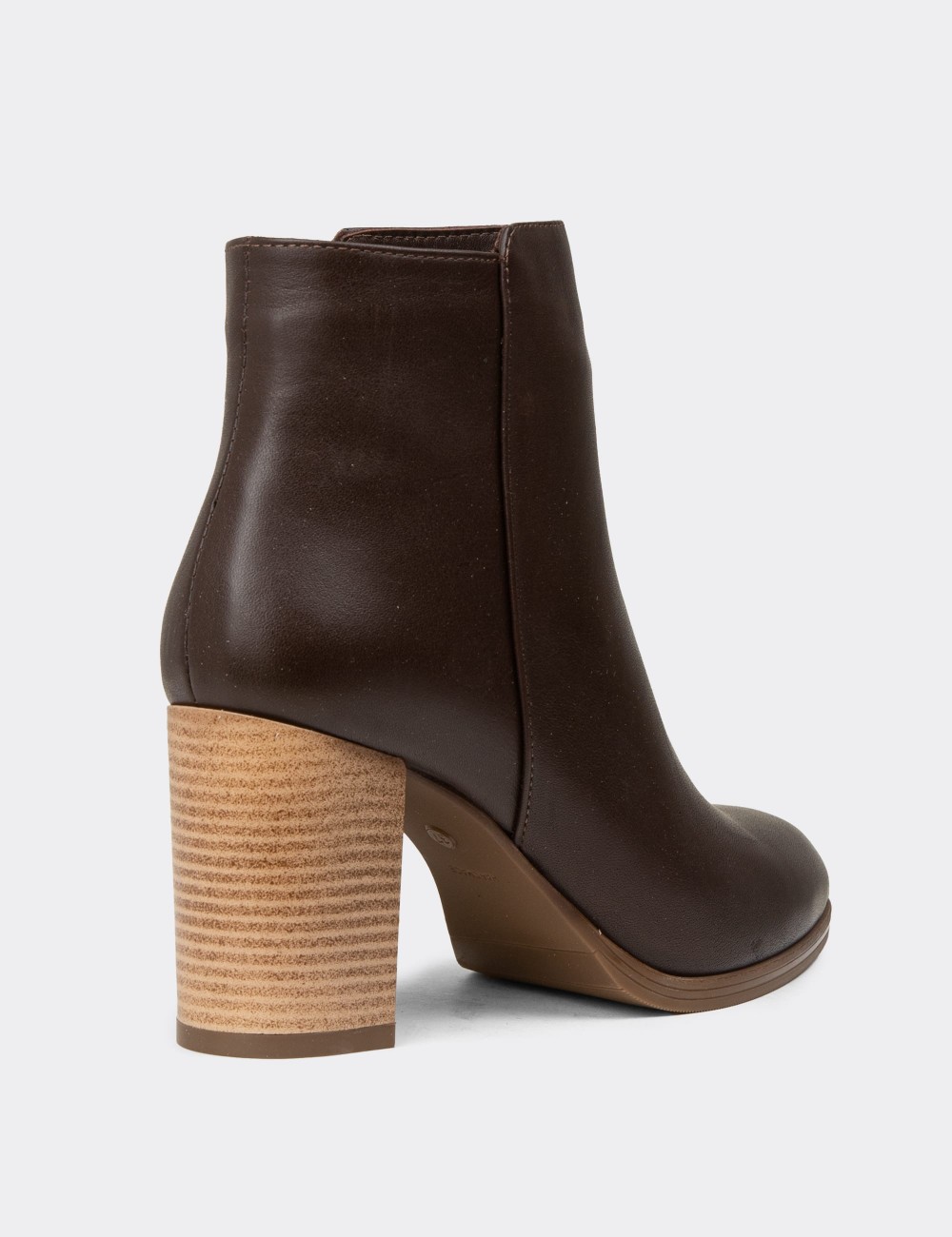 Women's Brown Leather Boots - A2104ZKHVC01
