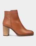 Women's Tan Leather Ankle Boots