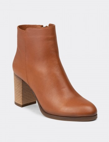 Women's Tan Leather Ankle Boots