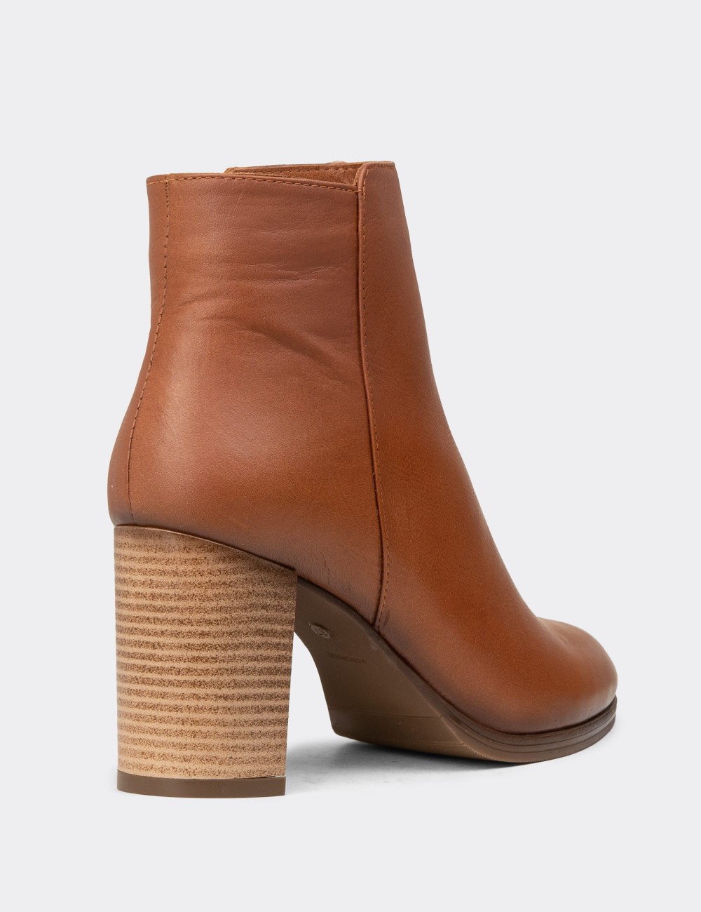 Women's Tan Leather Ankle Boots - A2104ZTBAC01