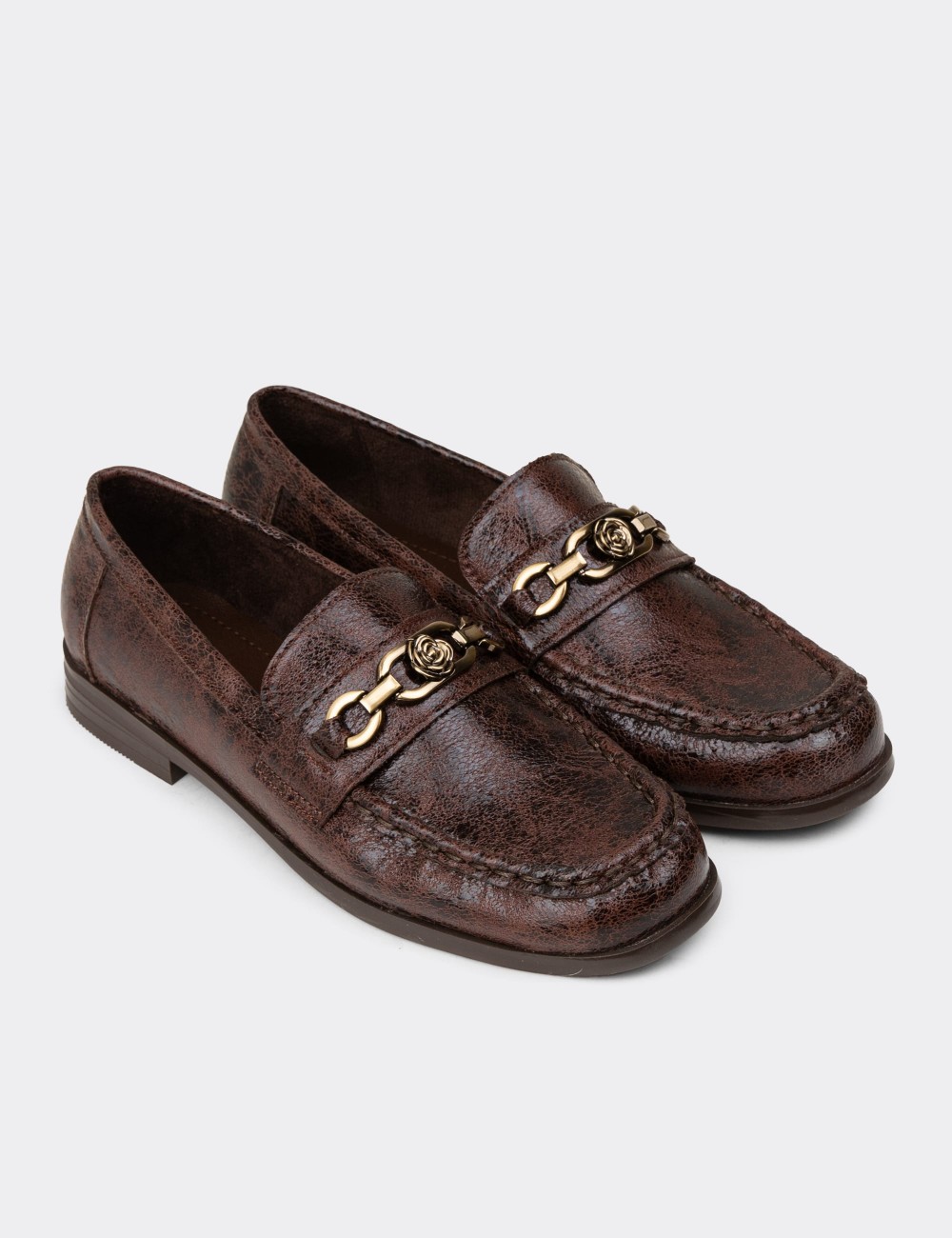 Women's Brown Loafers - K0012ZKHVC01