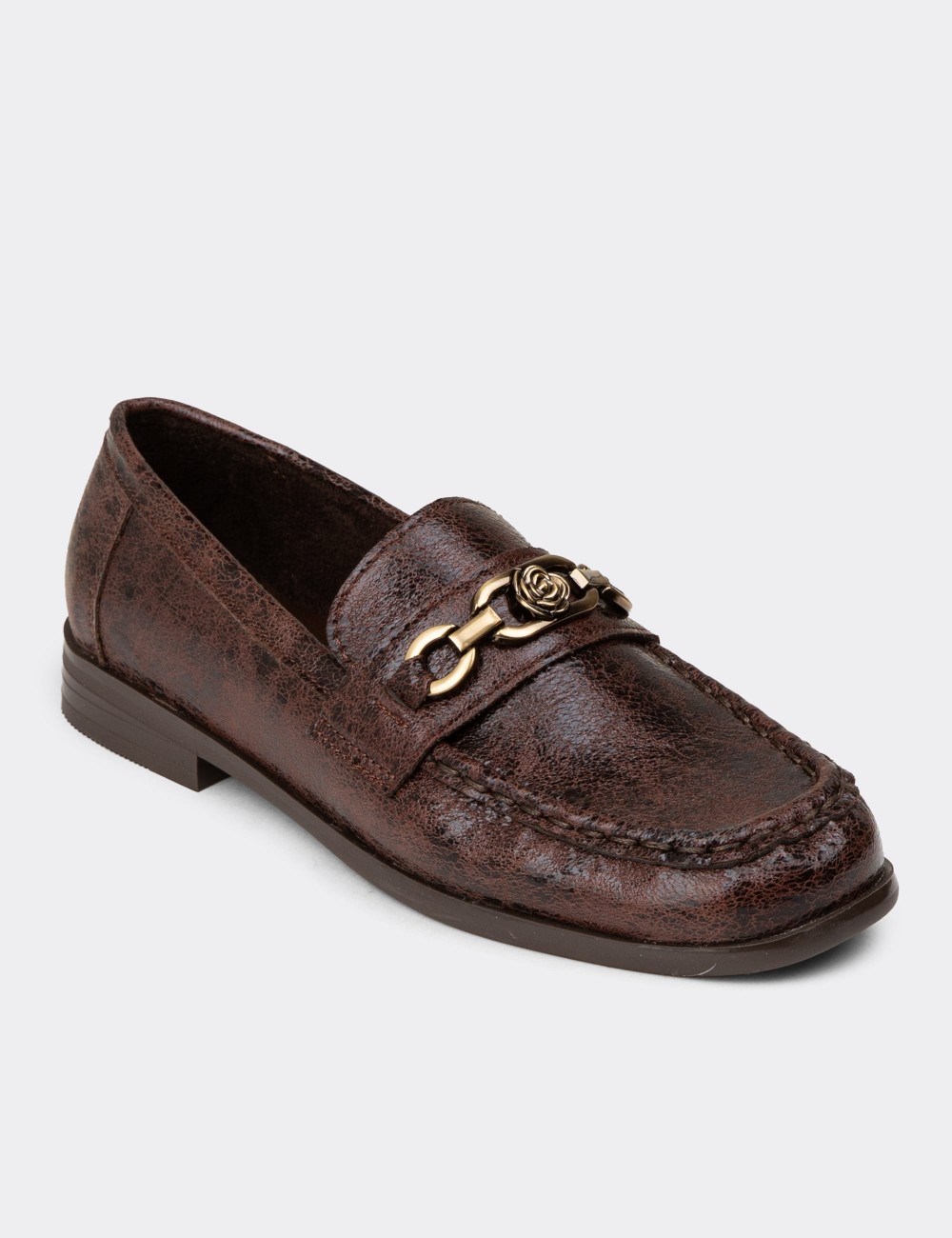 Women's Brown Loafers - K0012ZKHVC01