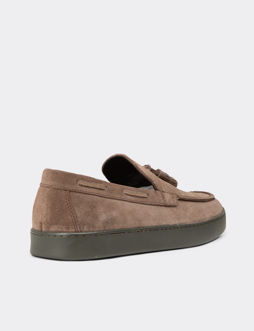 Men's Sandstone Suede Leather Slip-Ons - 01994MVZNC01