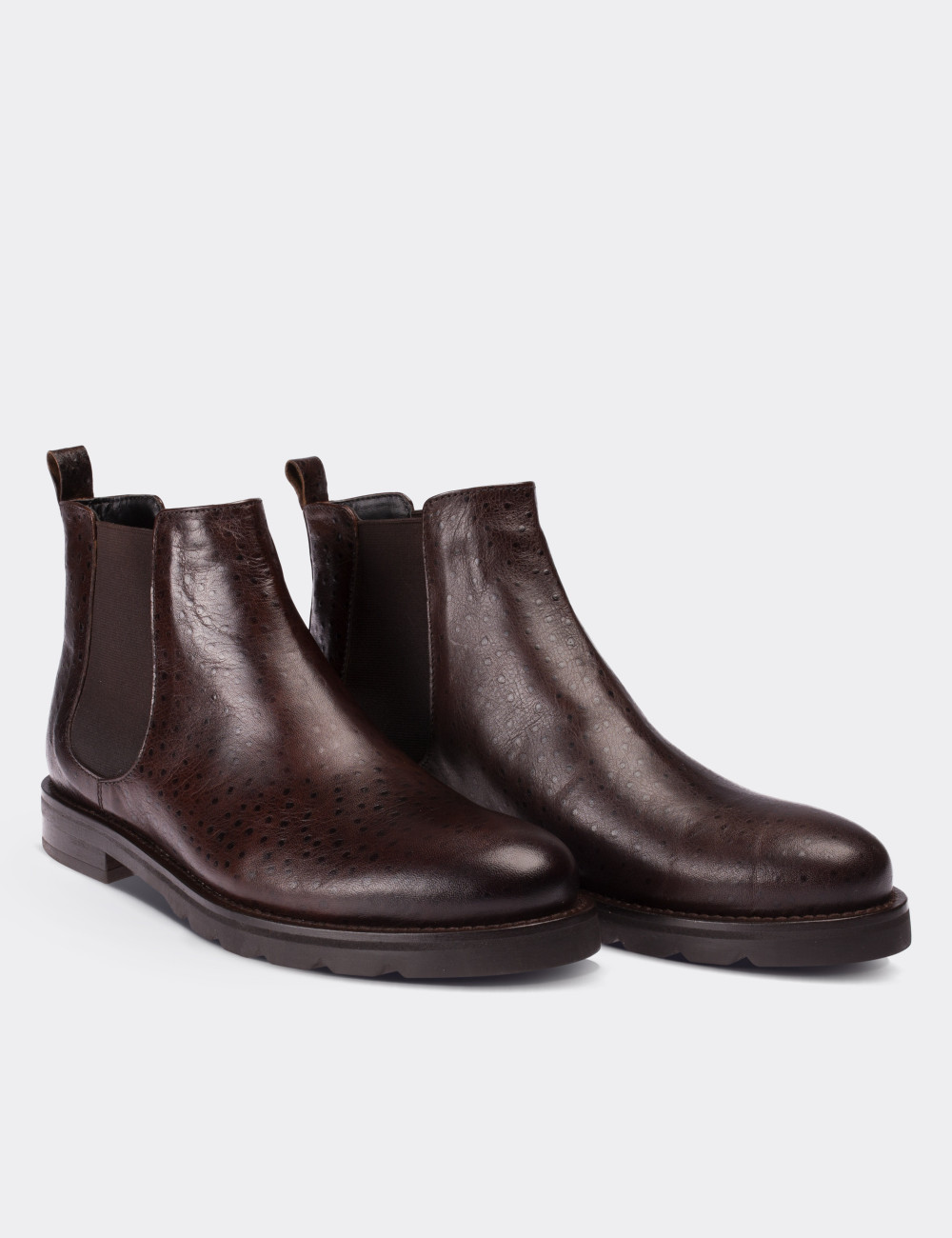 Brown  Leather Chelsea Boots - 01573ZKHVC05