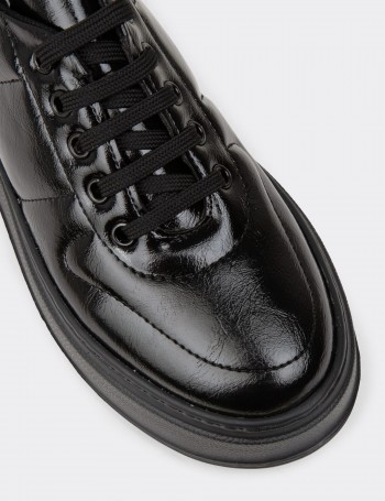 Women's Retro Black Patent Sneakers
