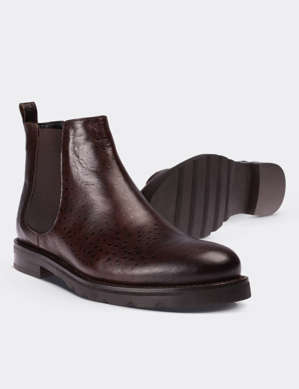 Brown  Leather Chelsea Boots - 01573ZKHVC05