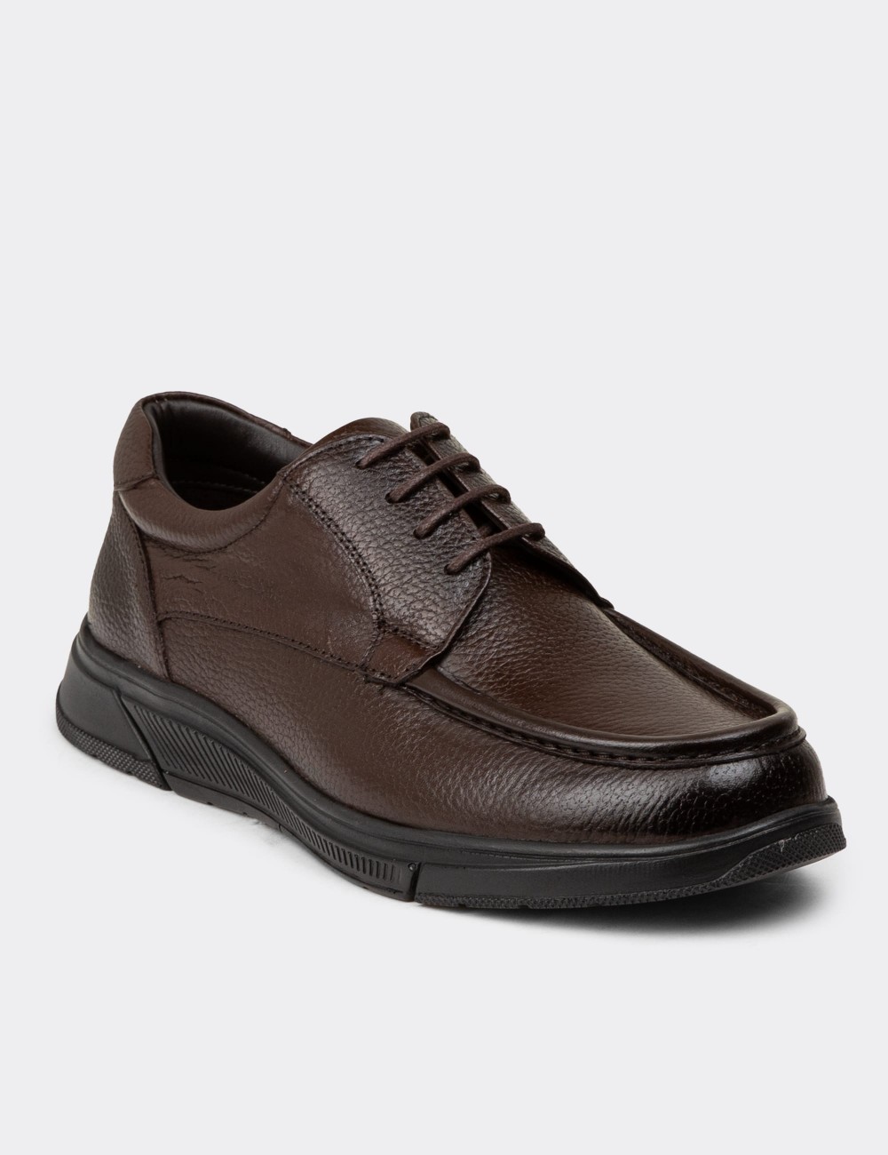 Men's Brown Leather Lace-up Shoes - 01998MKHVC01