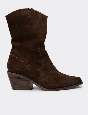 Women’s Brown Suede Leather Cowboy Boots