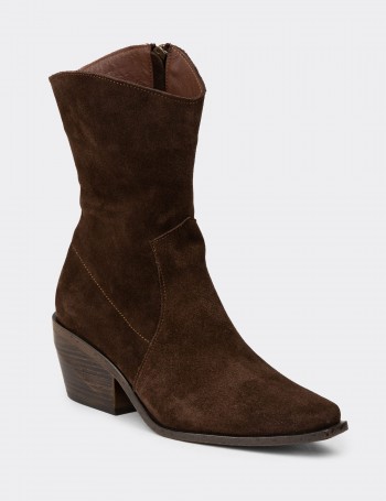 Women’s Brown Suede Leather Cowboy Boots
