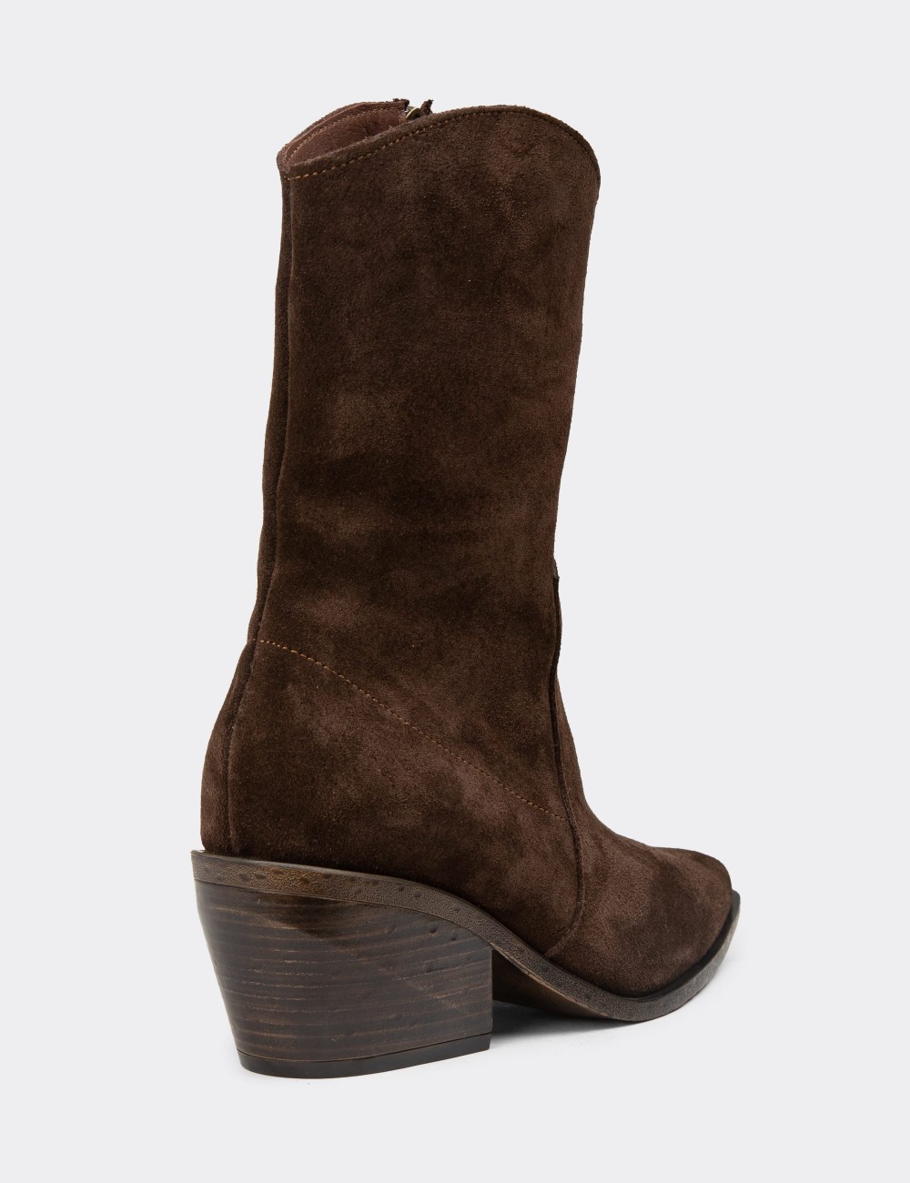 Women’s Brown Suede Leather Cowboy Boots - Z1564ZKHVC01