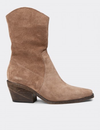 Women's Sandstone Suede Leather Western Boots