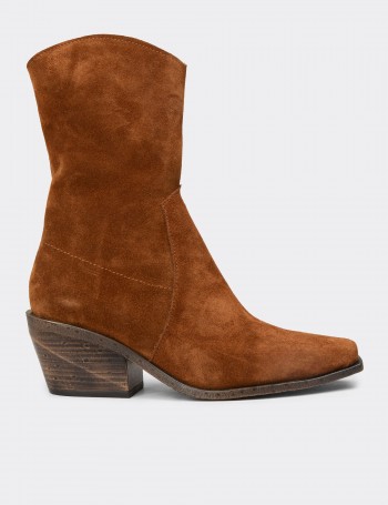 Women's Tan Suede Leather Western Boots