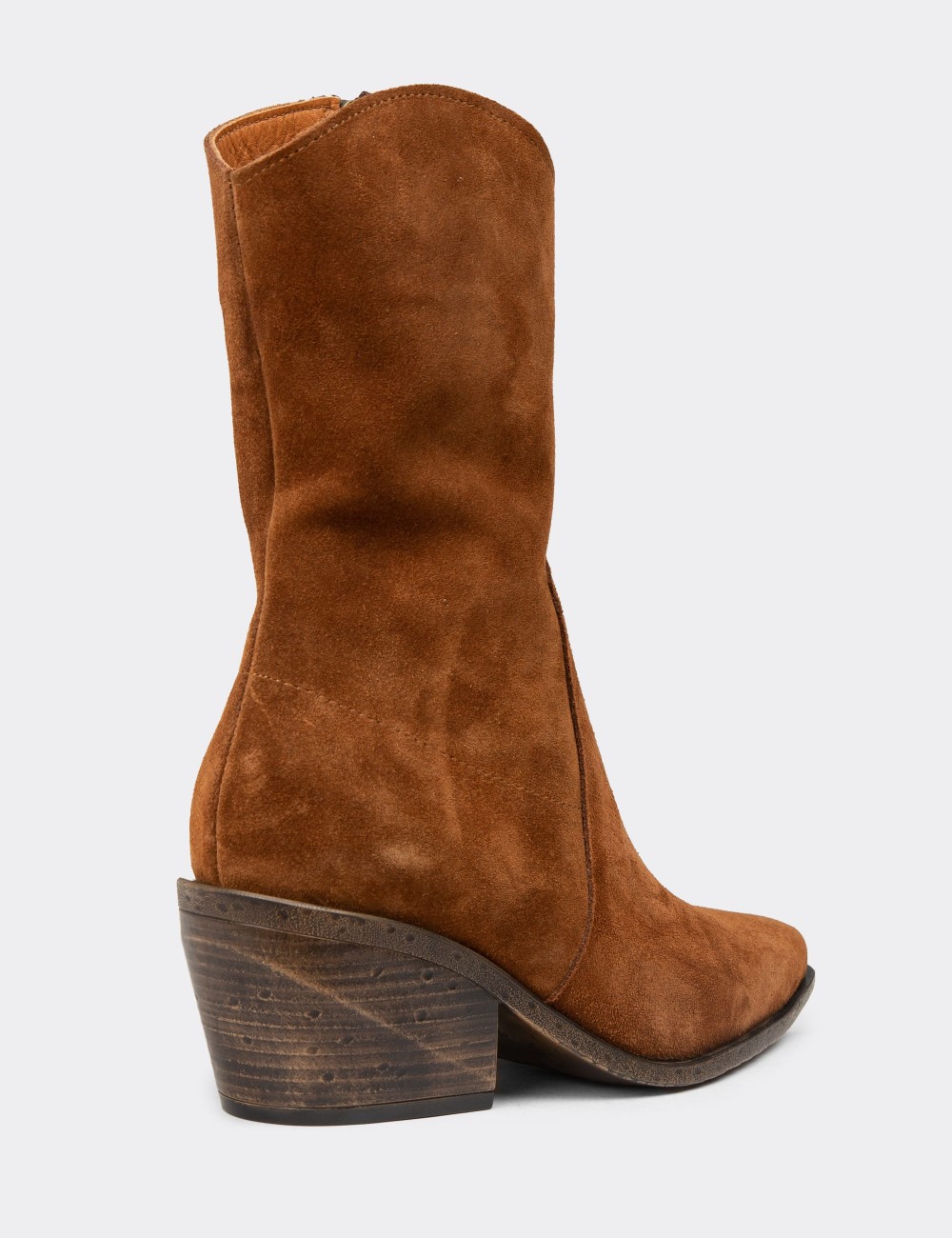 Women's Tan Suede Leather Western Boots - Z1564ZTBAC01