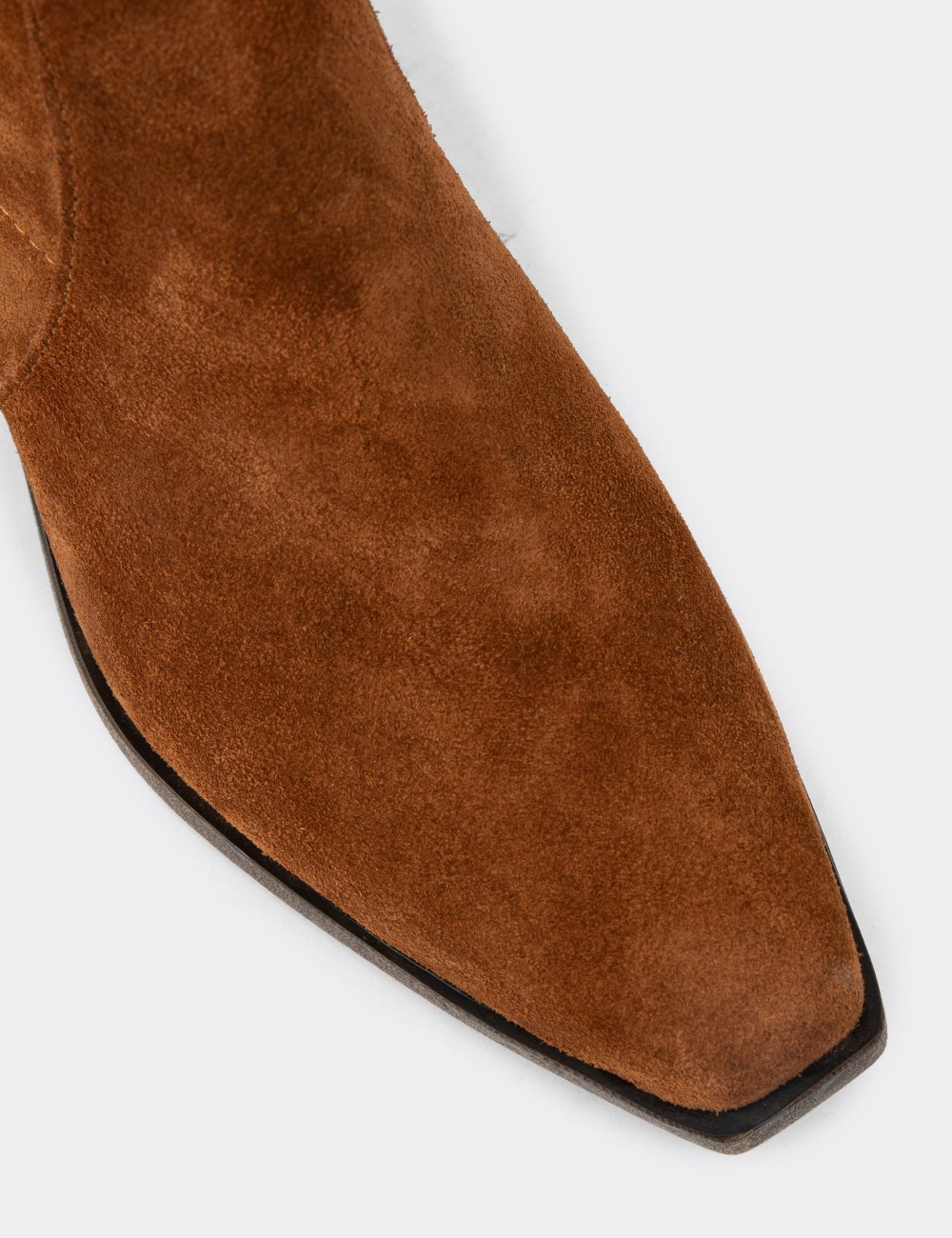 Women's Tan Suede Leather Western Boots - Z1564ZTBAC01