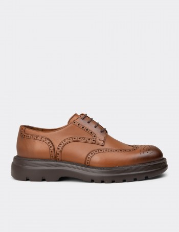 Men's Tan Leather Lace-up Footwear