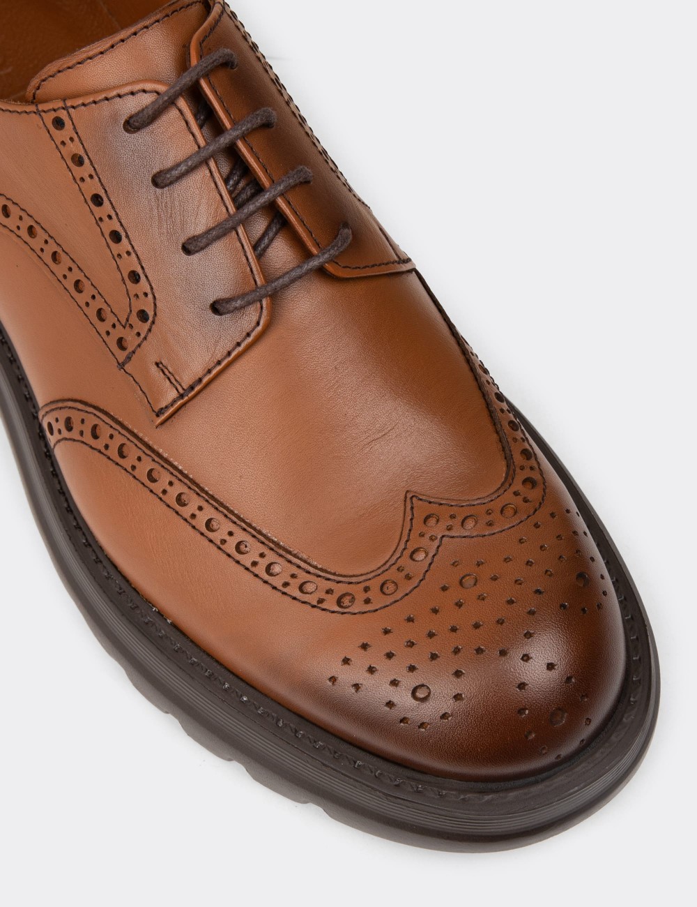 Men's Tan Leather Lace-up Footwear - 01696MTBAE01