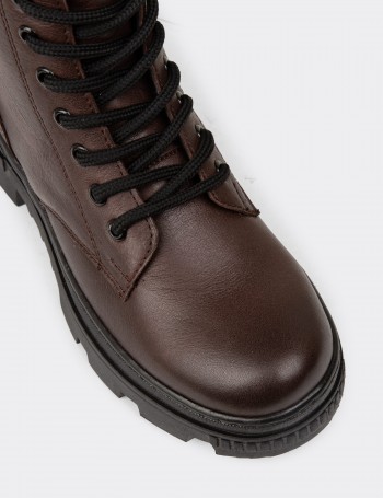Women's Brown Leather Postal Boots