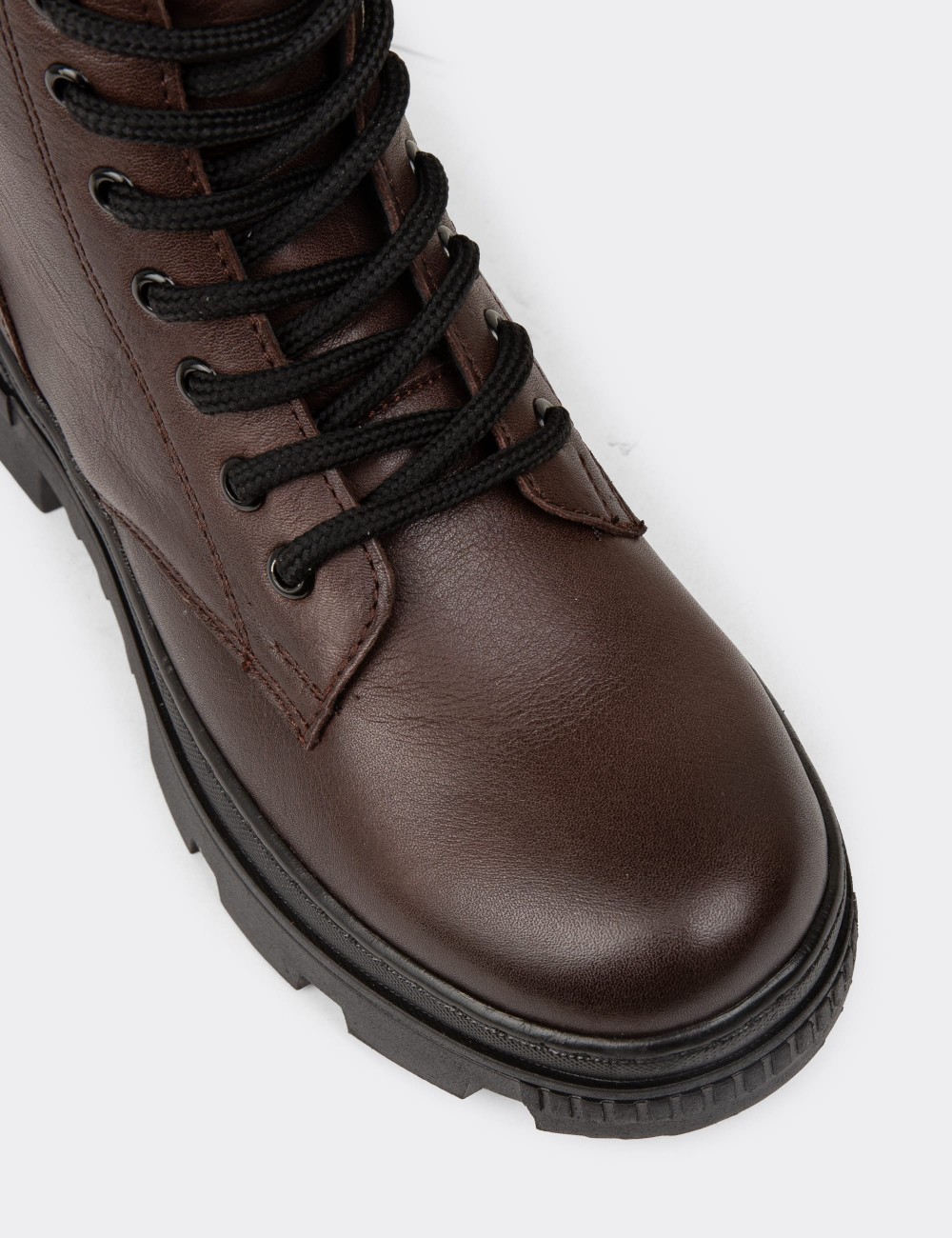 Women's Brown Leather Postal Boots - SE490ZKHVE01