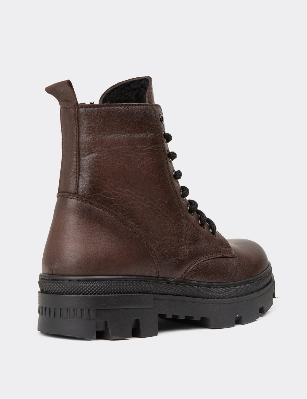 Women's Brown Leather Postal Boots - SE490ZKHVE01