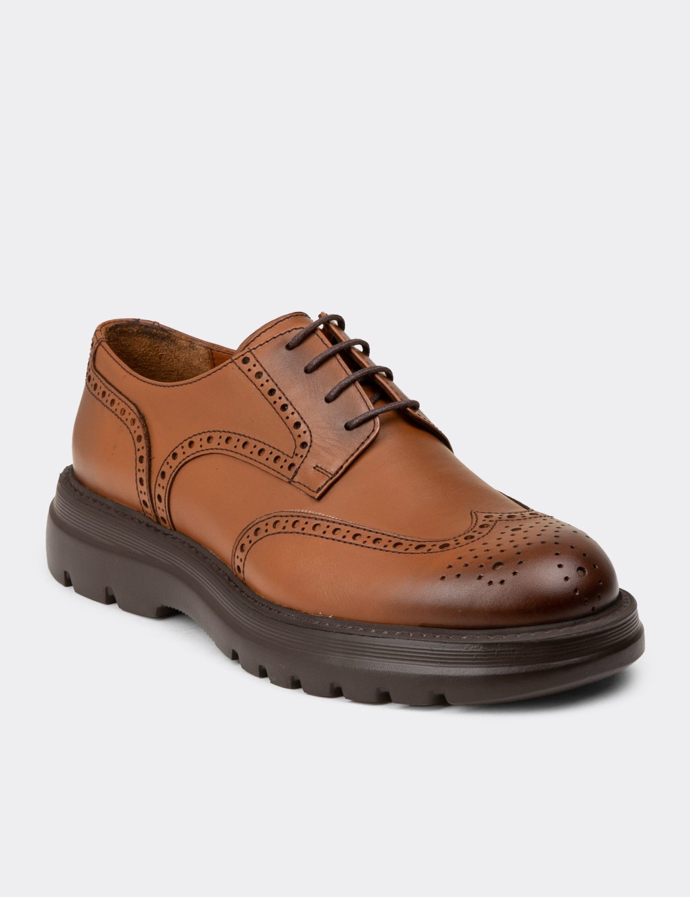 Men's Tan Leather Lace-up Footwear - 01696MTBAE01