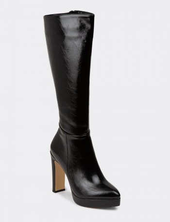 Women's Black Patent Boots