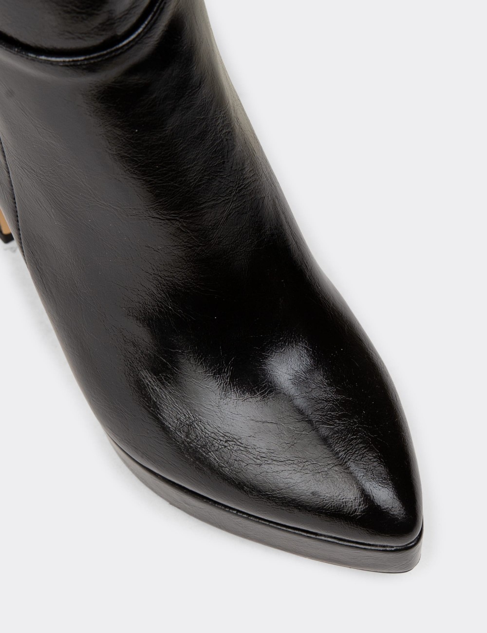 Women's Black Patent Boots - K0606ZSYHM01