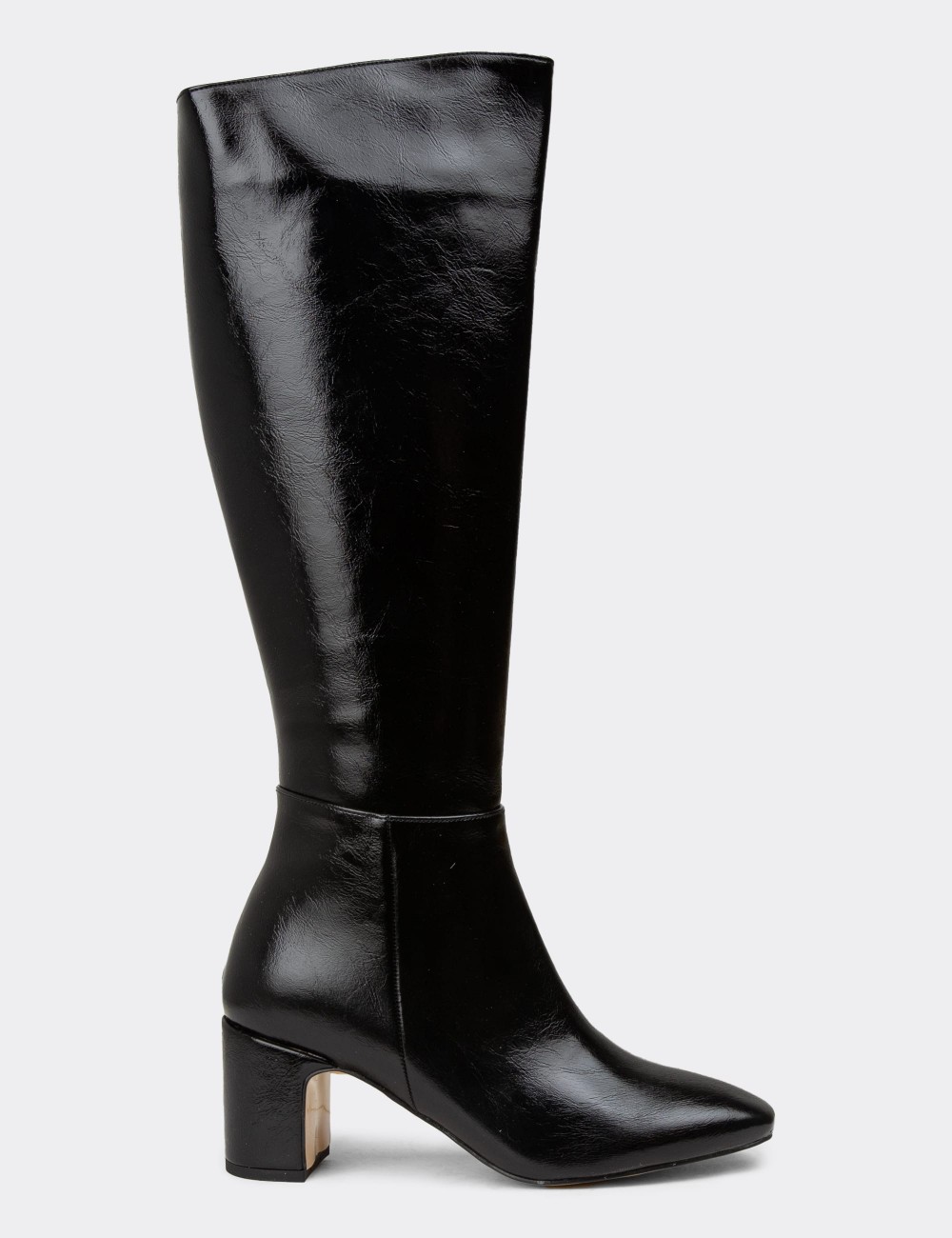 Women's Black Patent Boots - K0805ZSYHM01