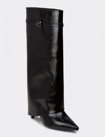Women's Black Glossy Boots