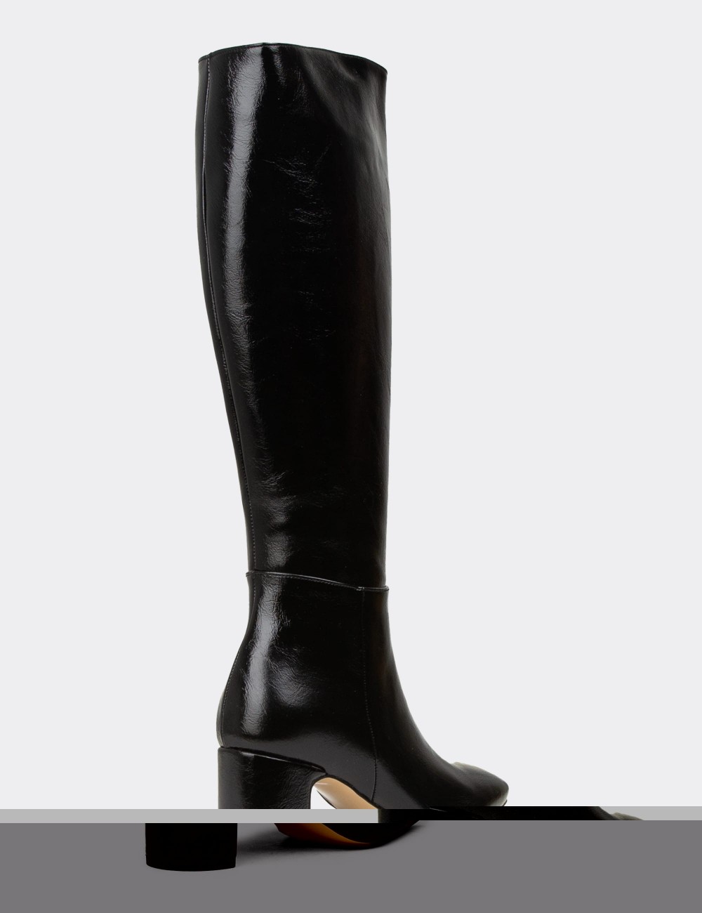 Women's Black Patent Boots - K0805ZSYHM01