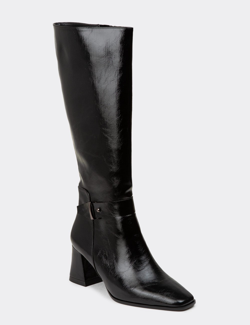 Women's Black Patent Boots - K1418ZSYHM01