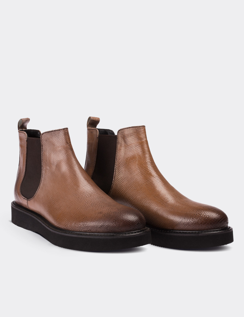 Beige  Leather Chelsea Boots - 01573ZBEJE01
