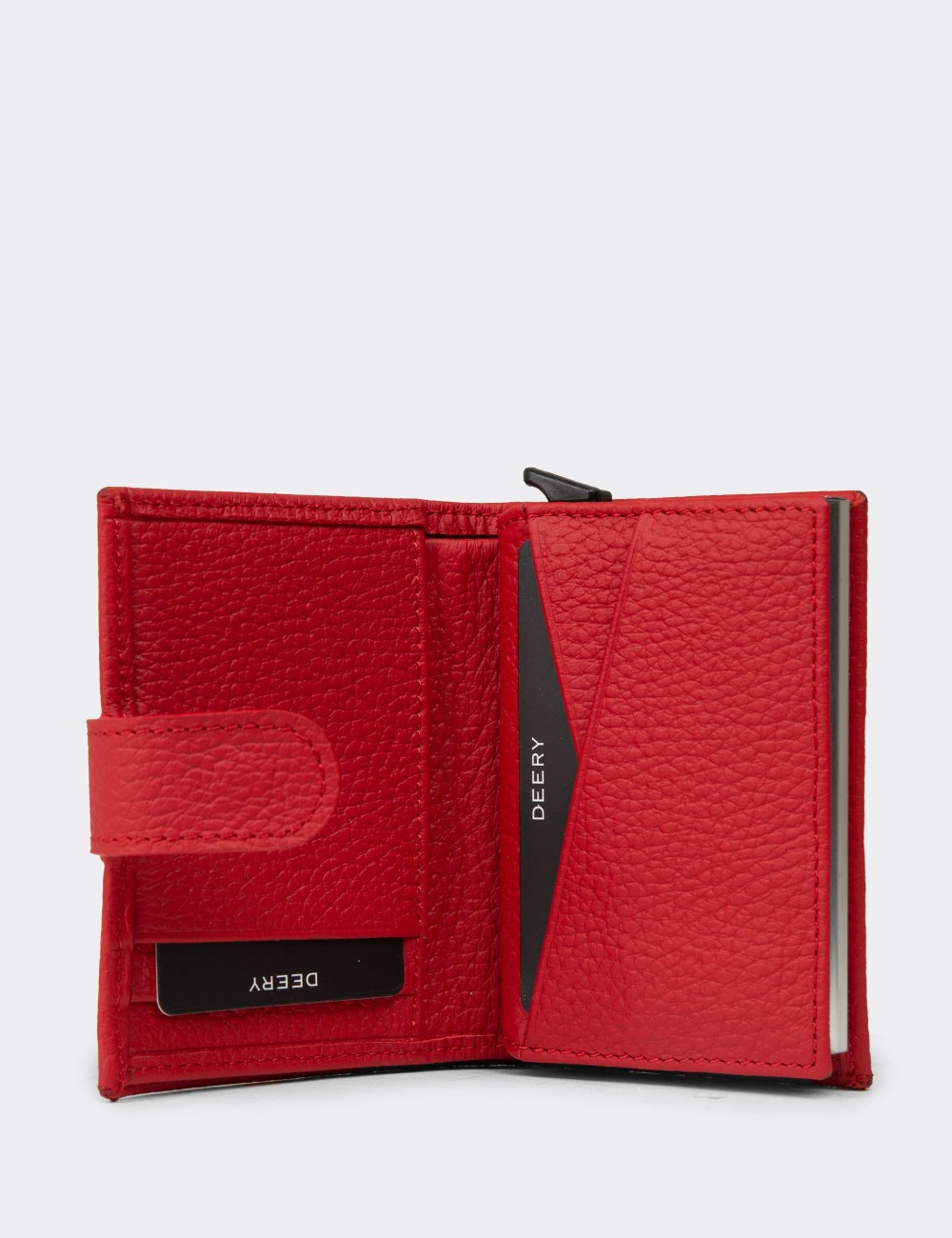 Leather Red Men's Wallet - 00615MKRMZ01